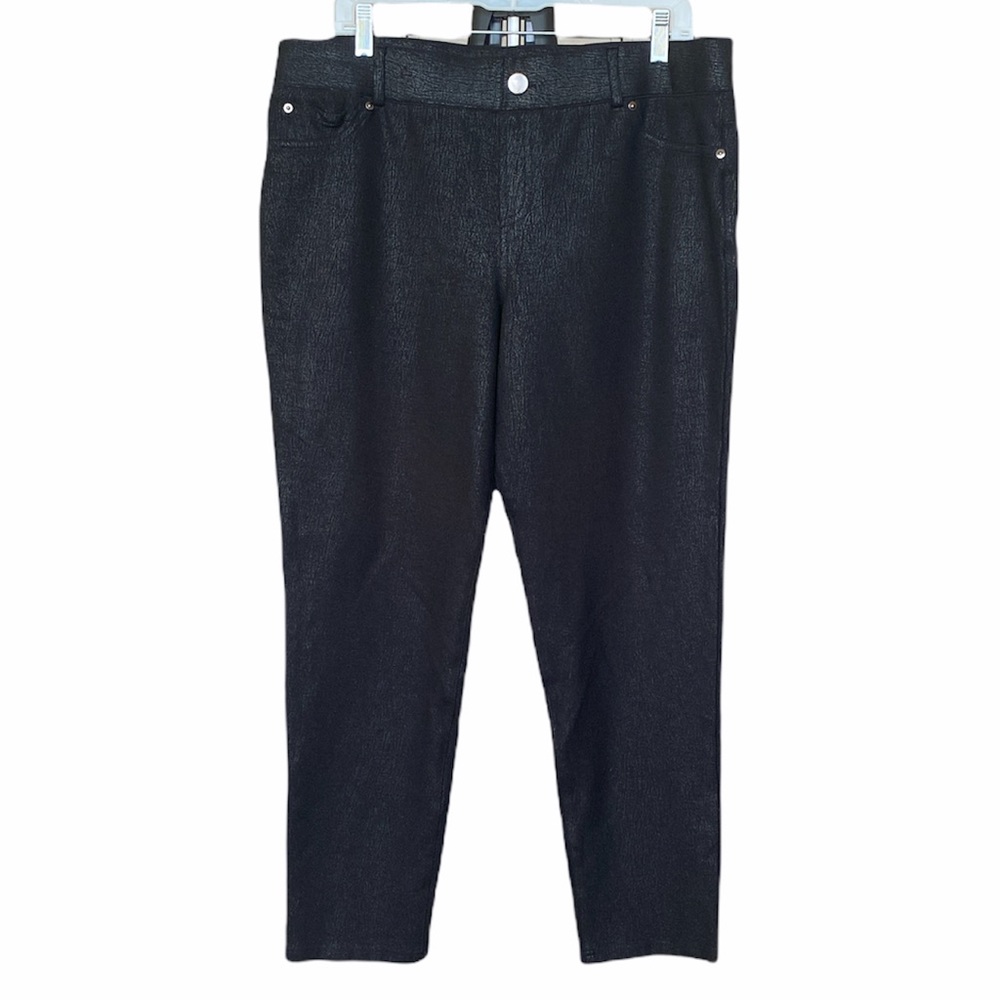 INC Black Coated Stretch Skinny Leg Jeans Style Pants Leggings